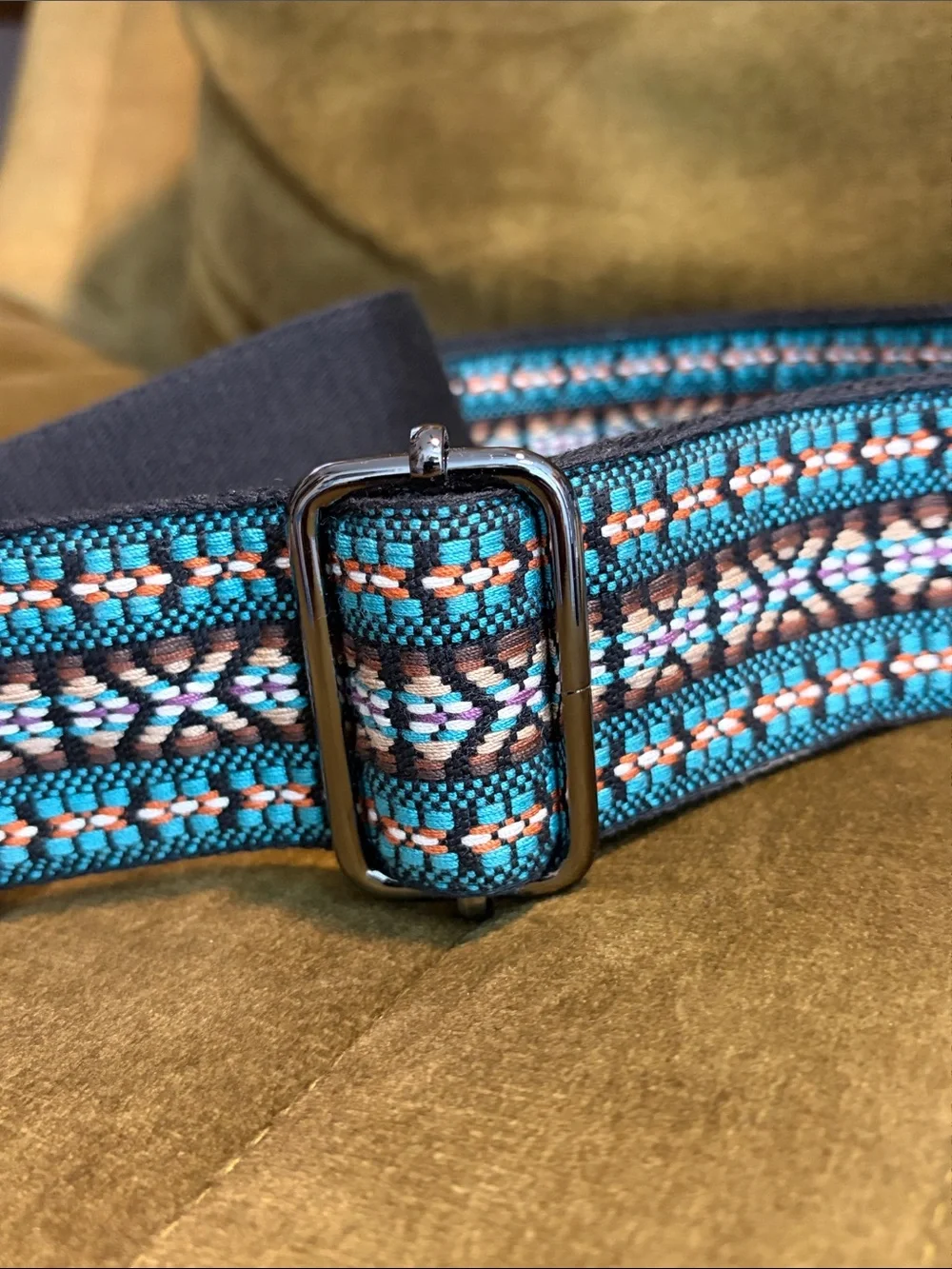 Rebecca Minkoff Teal Brown Black Woven guitar / bag Strap nwt